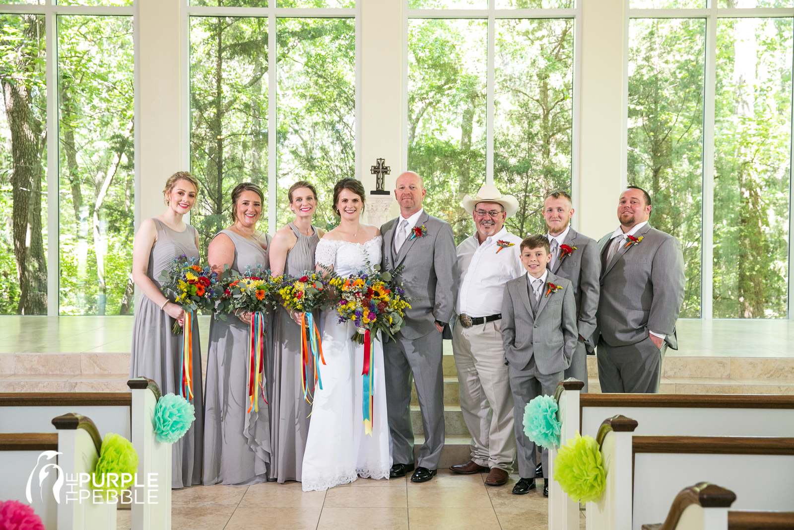 Grey Colorful Wedding Party Dresses and Tux