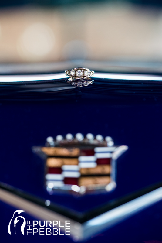 vintage engagement ring with vintage car