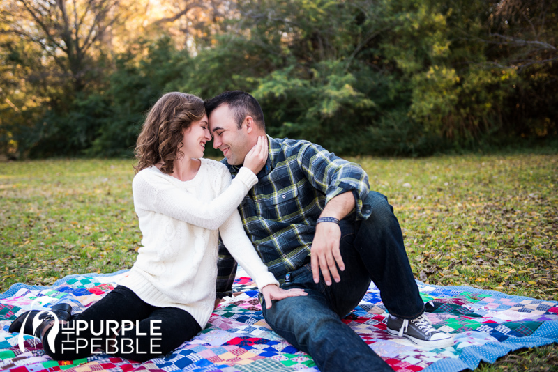 fall park engagement ideas quilts and sunset
