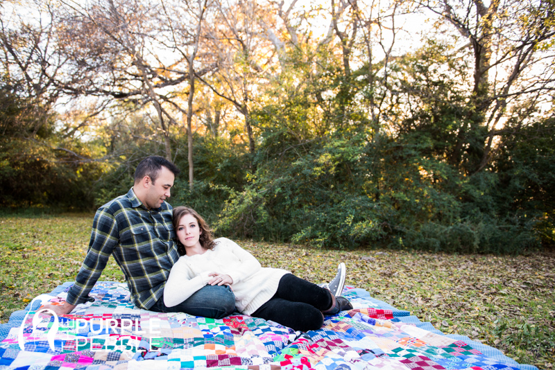 fall park engagement ideas quilts and sunset