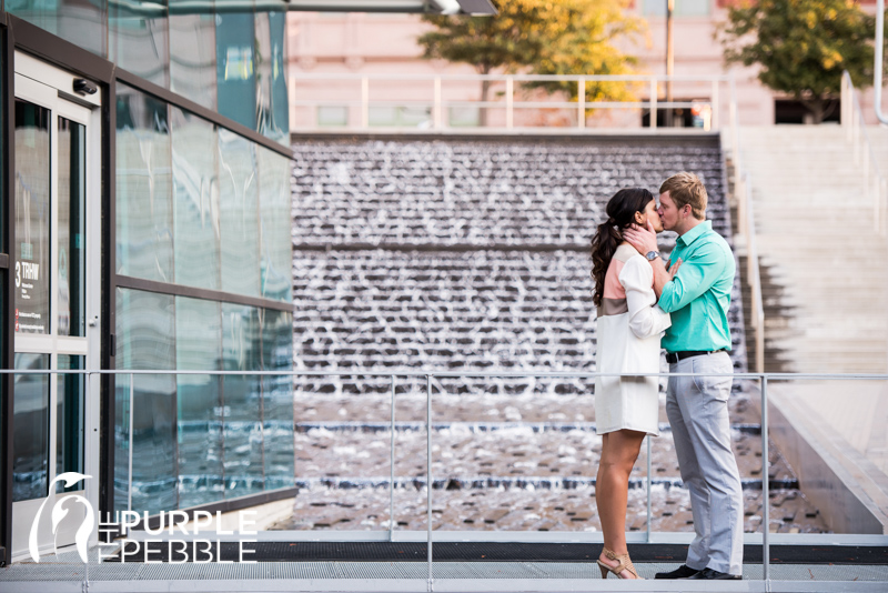 downtown water feature modern couple