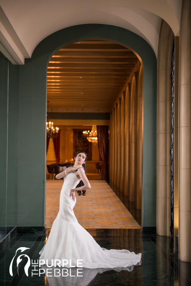 bride photography fort worth club mirrored hallway reflection