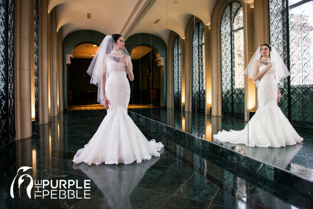 bride photography fort worth club mirrored hallway reflection